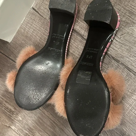 Limited addition hard to find Hermes Pink Fur Slide Mules - Picture 5 of 10